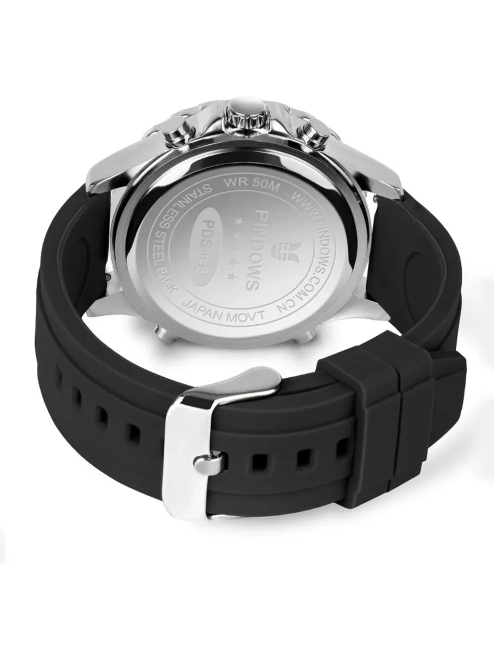Men's Silver Analog Quartz Waterproof Military Multifunctional LED Digital Watch